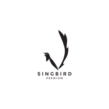 Kuş White-rumped shama logo sembolü ikon vektör grafik tasarım çizim fikri yaratıcı