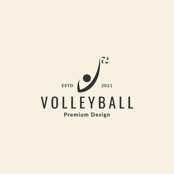 Hombre Simple Salto Smash Volley Bola Logotipo Símbolo Icono Vector — Archivo Imágenes Vectoriales