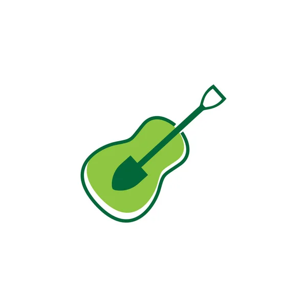 Pelle Agriculture Avec Guitare Logo Icône Symbole Vectoriel Graphisme Illustration — Image vectorielle
