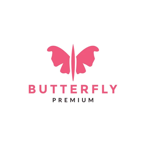 Portrait Butterfly Pink Simple Logo Symbol Icon Vector Graphic Design — Stock Vector