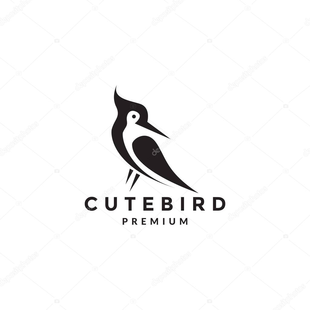 Modern shape black woodpecker bird logo symbol icon vector graphic design illustration idea creative