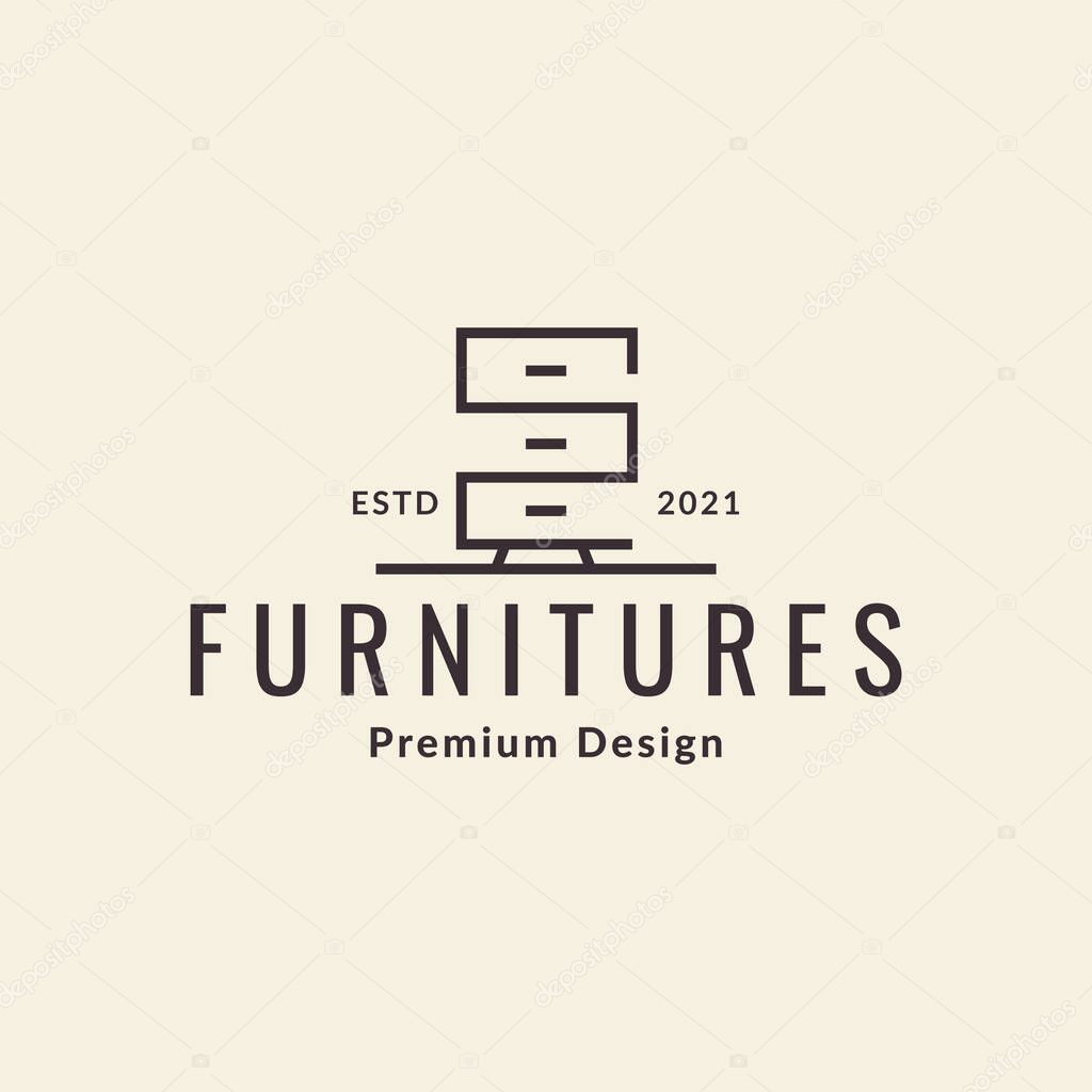Continuous lines interior cupboard logo symbol icon vector graphic design illustration idea creative
