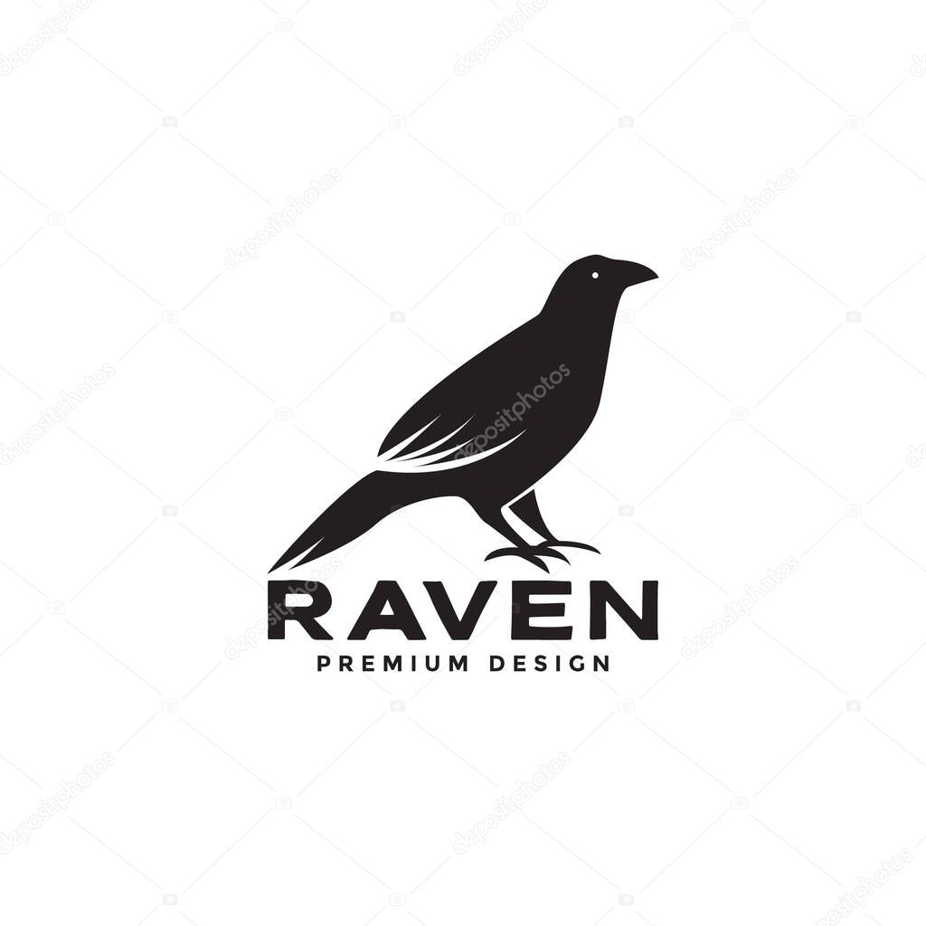 Black masculine bird raven logo symbol icon vector graphic design illustration idea creative