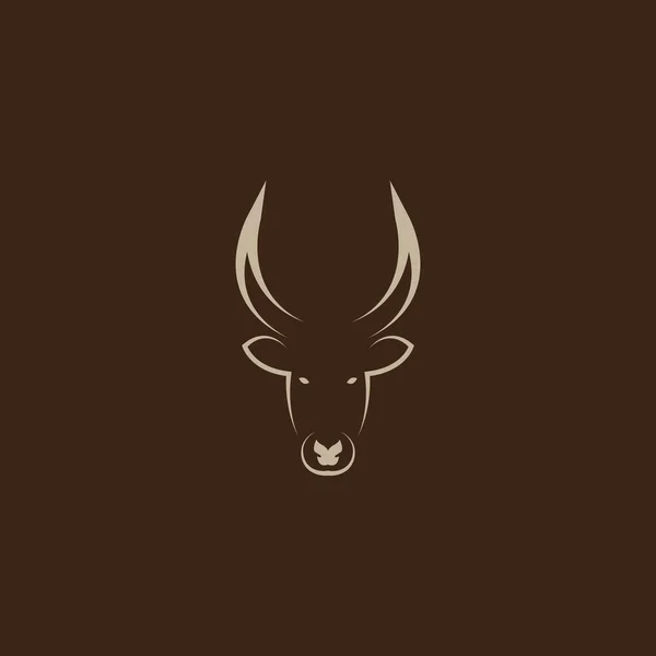 Gambar Gambar Vintage Head Face Long Horn Logo Sapi Simbol - Stok Vektor