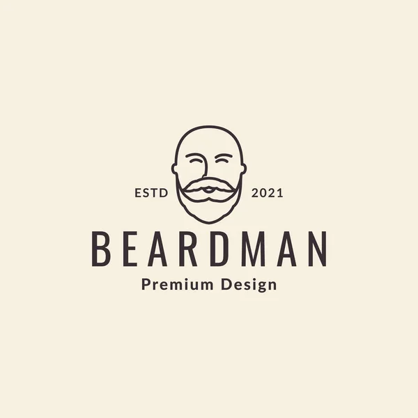 Gesicht Mann Kopf Mit Bart Linie Hipster Logo Symbol Symbol — Stockvektor