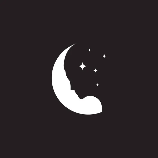 Espace Négatif Femmes Avec Lune Logo Icône Symbole Vectoriel Graphisme — Image vectorielle