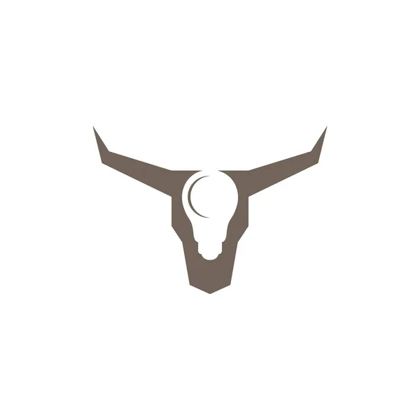 Tier Kopf Schädel Horn Mit Lampe Logo Symbol Symbol Vektor — Stockvektor