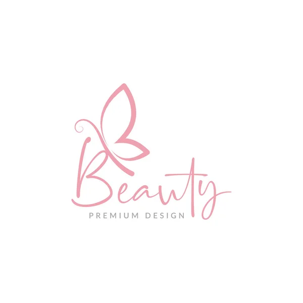 Lettre Beauté Avec Papillon Logo Icône Symbole Vectoriel Graphisme Illustration — Image vectorielle