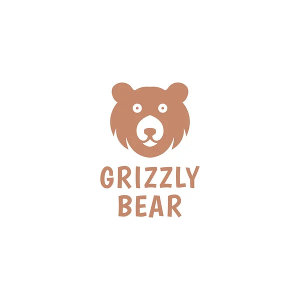 Niedlich Gesicht Bär Grizzly Cartoon Logo Symbol Symbol Vektor Grafik — Stockvektor