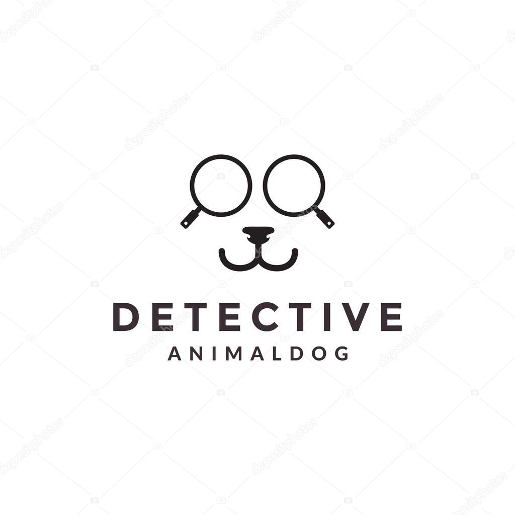 Magnifying glass detective dog face logo symbol icon vector graphic design illustration idea creative