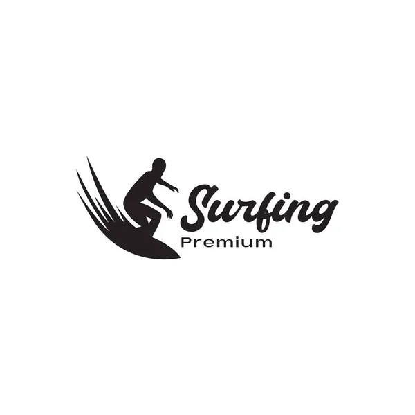 Silhouette Mann Surfen Meer Logo Symbol Symbol Vektor Grafik Design — Stockvektor