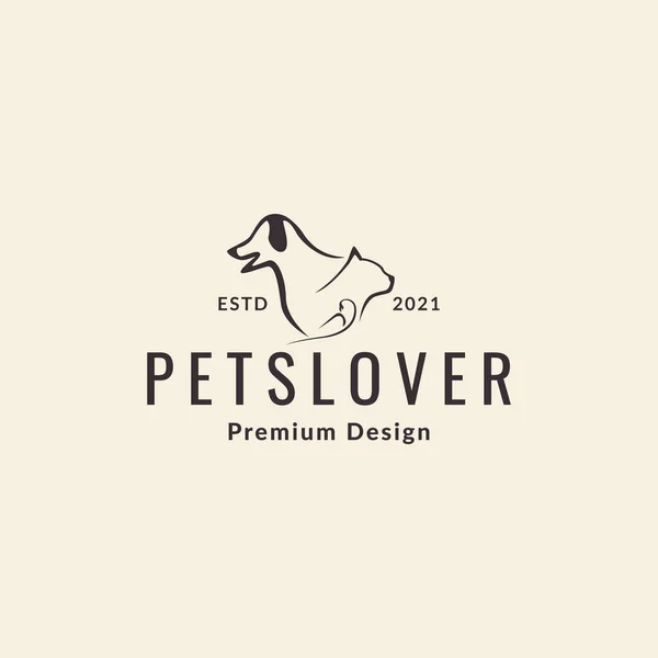 Hipster Evcil Köpek Kedisi Logo Simgesi Simgesi Simgesi Vektör Grafik — Stok Vektör