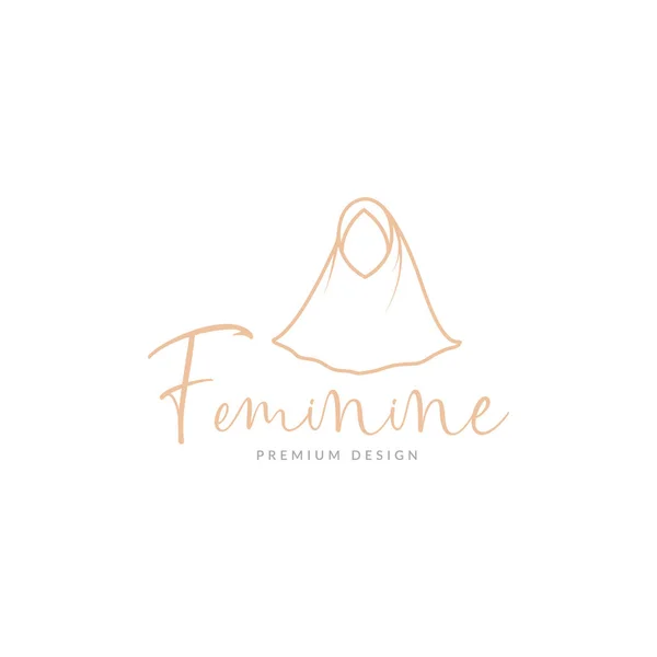 Minimalistisk Linje Hijab Kvinna Logotyp Symbol Ikon Vektor Grafisk Design — Stock vektor