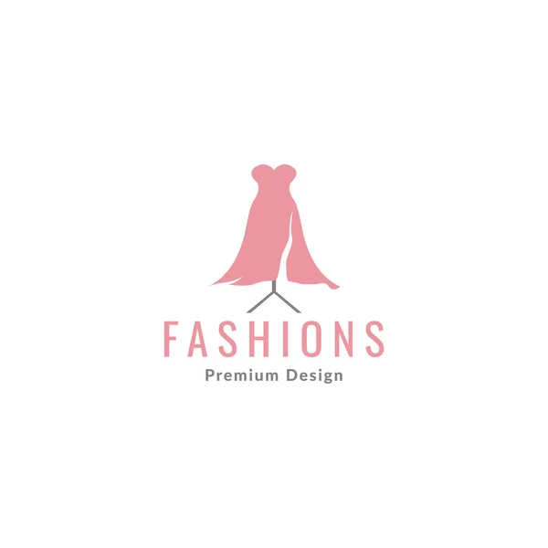 Minimalist Pembe Elbise Kadın Logo Simgesi Ikon Vektör Grafik Tasarım — Stok Vektör