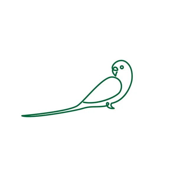 Linha Contínua Pássaro Parakeet Logotipo Símbolo Ícone Vetor Design Gráfico — Vetor de Stock