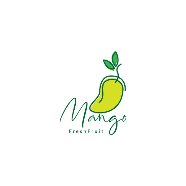 Frische Früchte Linie Grüne Mango Logo Symbol Symbol Vektor Grafik — Stockvektor