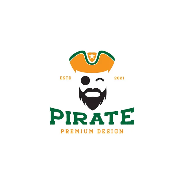 Farbig Alt Mann Pirat Vintage Logo Symbol Symbol Vektor Grafik — Stockvektor