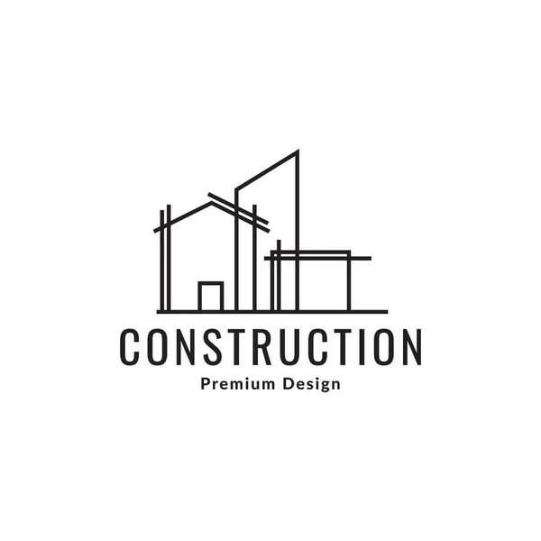 Línea Construcción Estructura Casa Edificio Logotipo Símbolo Icono Vector Gráfico — Vector de stock