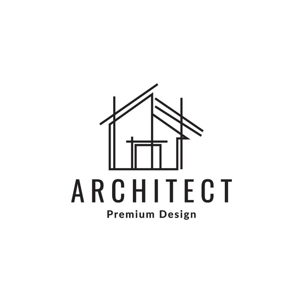 Linha Minimalista Casa Arquiteto Logotipo Design Vetor Gráfico Símbolo Ícone — Vetor de Stock