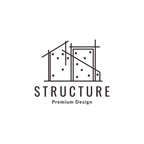 Linha Minimalista Casa Estrutura Logotipo Design Vetor Gráfico Símbolo Ícone — Vetor de Stock