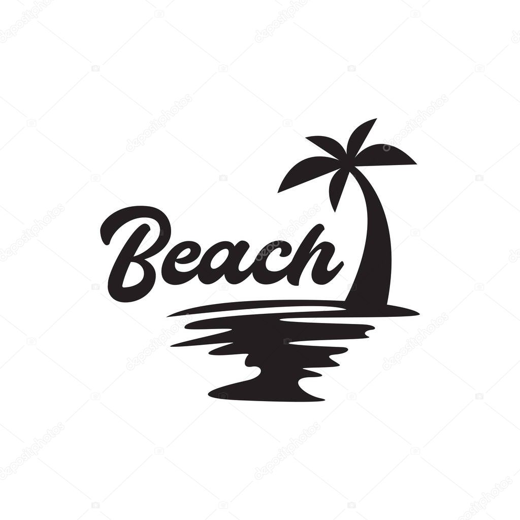 Vintage silhouette coconut tree with water logo design vector graphic symbol icon sign illustration creative idea