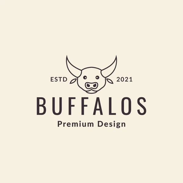 Niedliches Gesicht Büffel Hipster Logo Design Vektor Grafik Symbol Symbol — Stockvektor