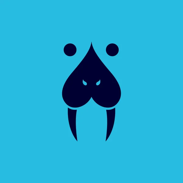 Минимальное Лицо Моржа Дизайн Логотипа Векторного Графического Символа Иконка Знак — стоковый вектор