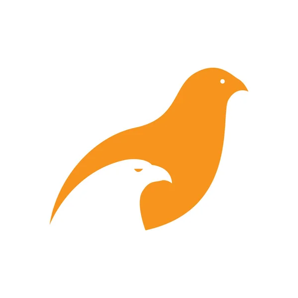 Negativ Raum Vogel Mit Wachtel Logo Design Vektor Grafik Symbol — Stockvektor