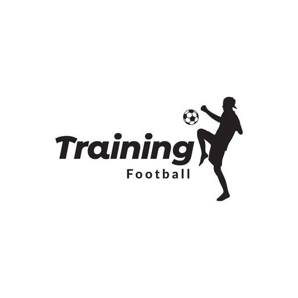 Silueta Hombre Joven Formación Fútbol Logo Diseño Vector Gráfico Símbolo — Archivo Imágenes Vectoriales