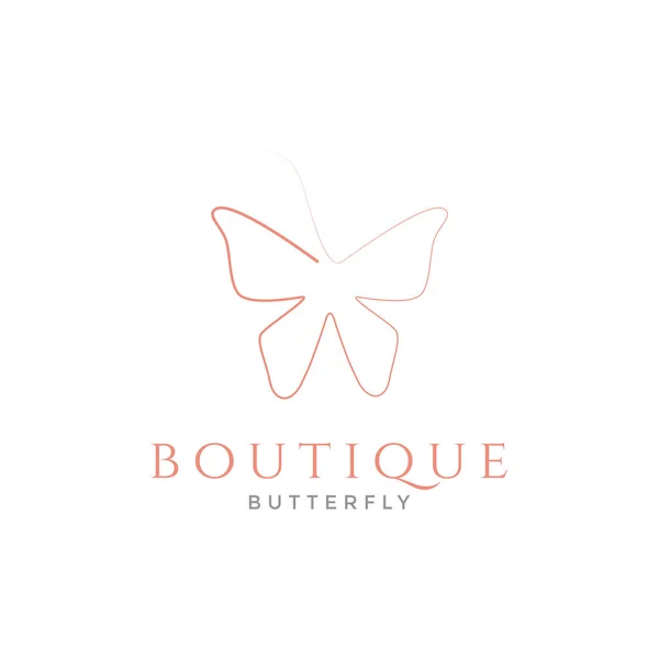 Single Line Brush Art Butterfly Logo Design Vector Graphic Symbol — Stock vektor