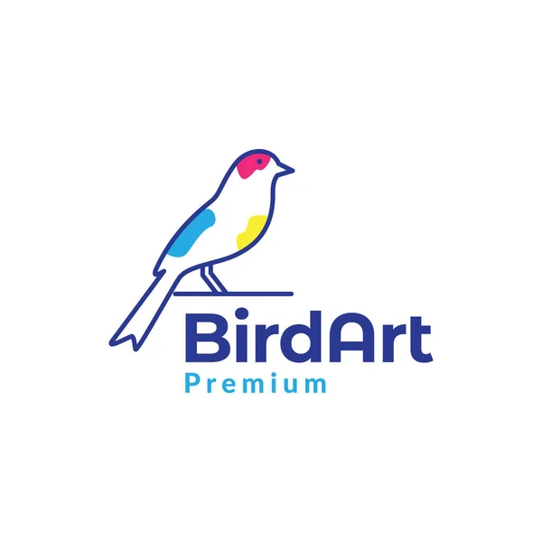 Line Abstract Colorful Bird Canary Logo Design Vector Graphic Symbol — Stock vektor