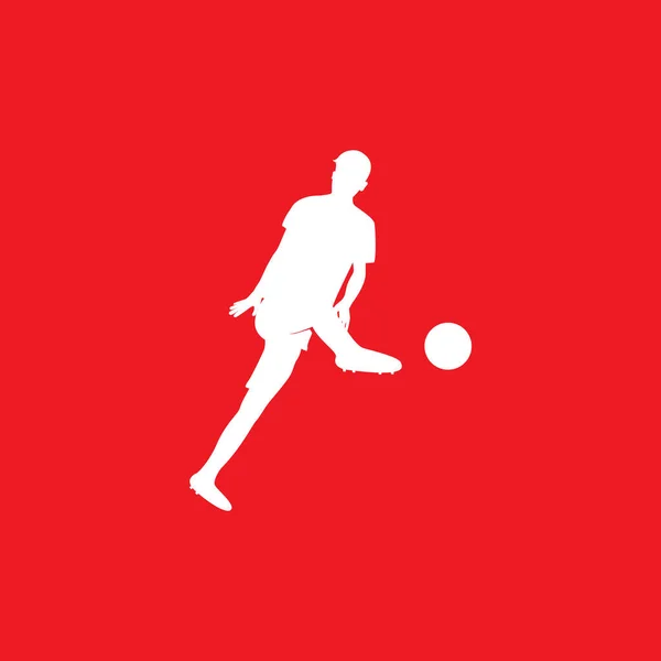 Mladý Muž Střílet Míč Fotbal Logo Design Vektor Grafický Symbol — Stockový vektor
