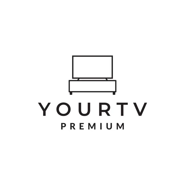 Linea Minimalista Led Televisione Moderno Logo Design Vettoriale Grafica Simbolo — Vettoriale Stock
