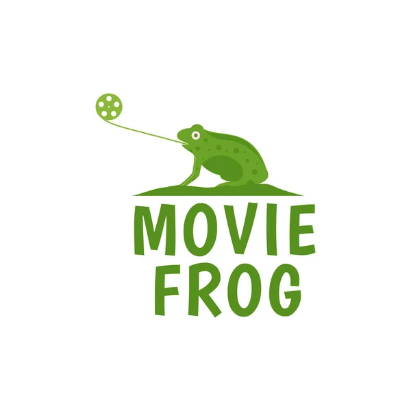 Grenouille Verte Colorée Avec Film Logo Conception Vectoriel Symbole Graphique — Image vectorielle