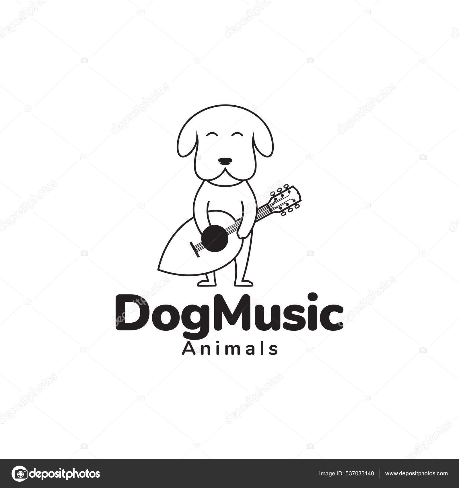 かわいい犬とウクレレロゴデザインベクトルグラフィックシンボルアイコンイラストクリエイティブアイデア ストックベクター C Devastudios