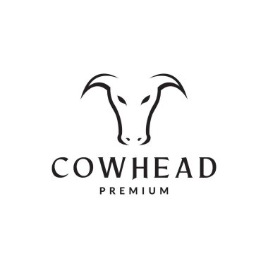 Asgari baş inek siyah logo tasarımı vektör grafik simgesi işaret çizimi yaratıcı fikir