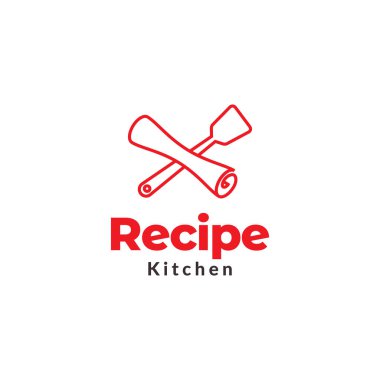 Kağıt rulo tarifi ile spatula logo tasarımı vektör grafik sembolü işaret gösterimi yaratıcı fikir