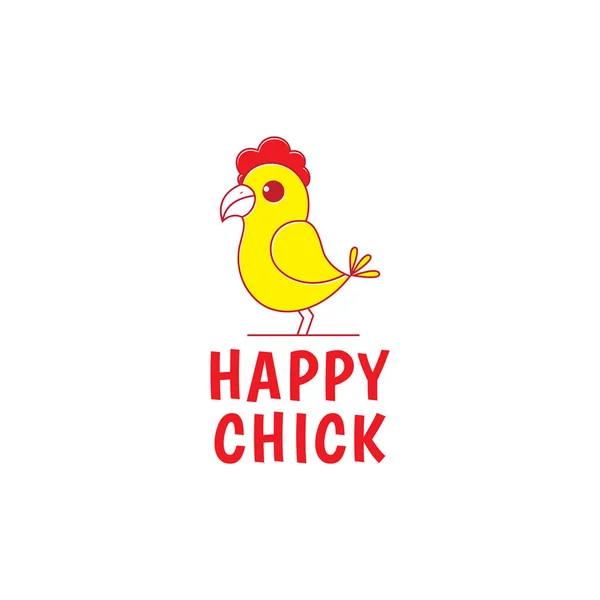 Yellow Cute Chicken Cartoon Colorful Logo Design Vector Graphic Symbol — 图库矢量图片