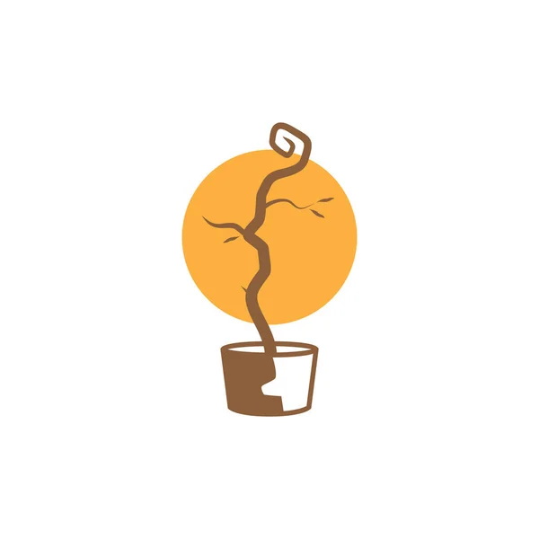 Trockene Pflanze Mit Topf Logo Design Vektor Grafik Symbol Zeichen — Stockvektor