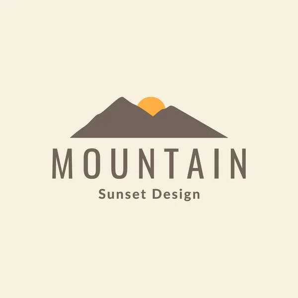 Couleur Vintage Minimaliste Montagne Avec Coucher Soleil Logo Conception Vectoriel — Image vectorielle