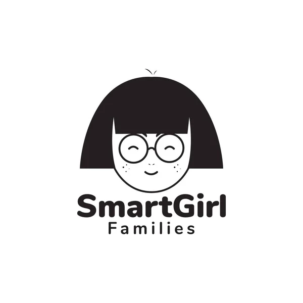 Face Kids Girl Geek Logo Design Vector Graphic Symbol Icon — Vetor de Stock