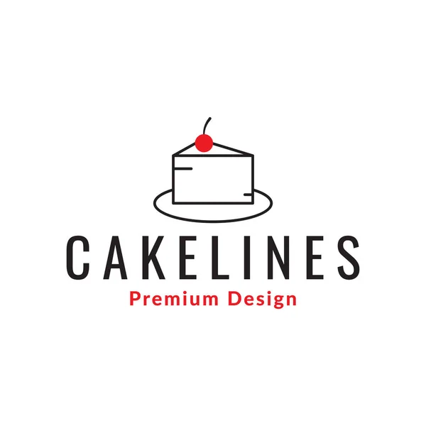 Cake Line Minimal Food Logo Design Vector Graphic Symbol Icon — Stock vektor