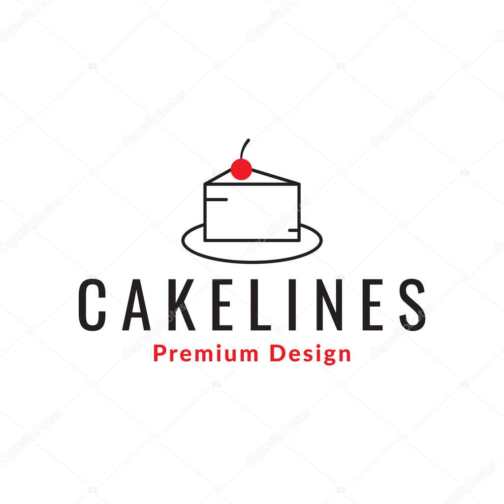 Cake line minimal food logo design vector graphic symbol icon sign illustration creative idea