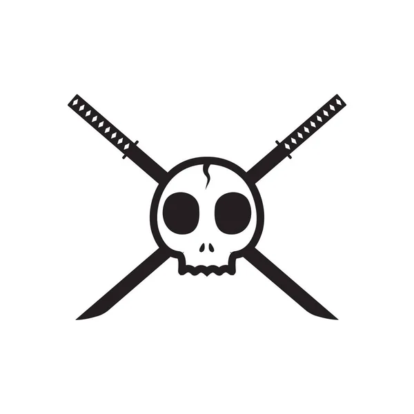 Lebka Tvář Křížovými Meči Logo Design Vektor Grafický Symbol Ikona — Stockový vektor