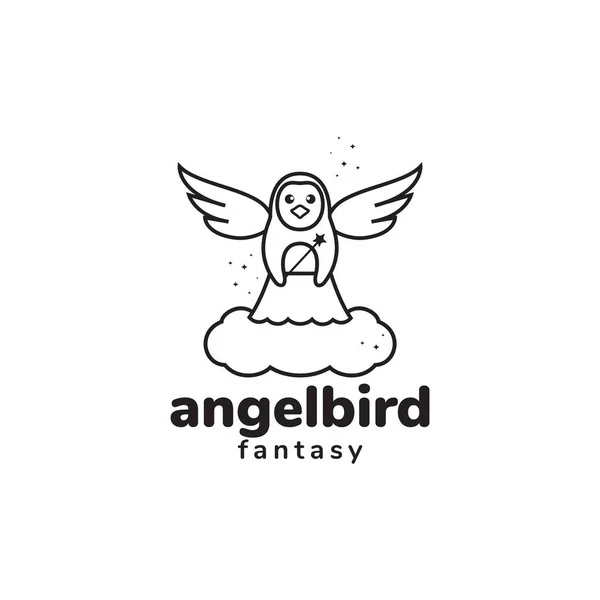 Cute Penguin Angel Lines Logo Design Vector Graphic Symbol Icon — Vetor de Stock