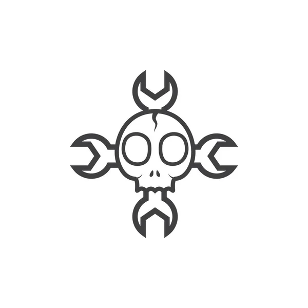 Lebka Křížovým Klíčem Logo Design Vektor Grafický Symbol Ikona Znak — Stockový vektor