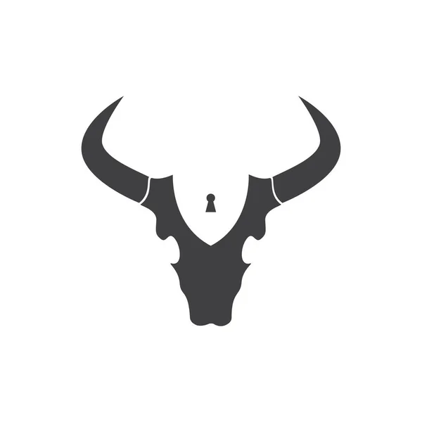 盾のロゴデザインベクトルグラフィックシンボルアイコンサインイラストクリエイティブアイデアと牛の頭蓋骨 — ストックベクタ