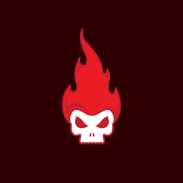 Red Skull Hair Fire Colorful Logo Design Vector Graphic Symbol — стоковый вектор