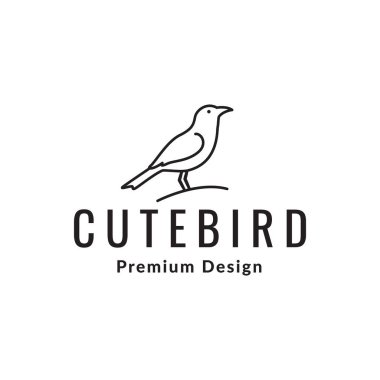 Küçük kuş hattı basit logo tasarımı vektör grafik simgesi işaret çizimi yaratıcı fikir