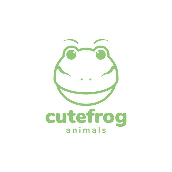 Kurbağa Suratlı Yeşil Gülümseme Logosu Tasarım Vektör Grafik Simgesi Simge — Stok Vektör